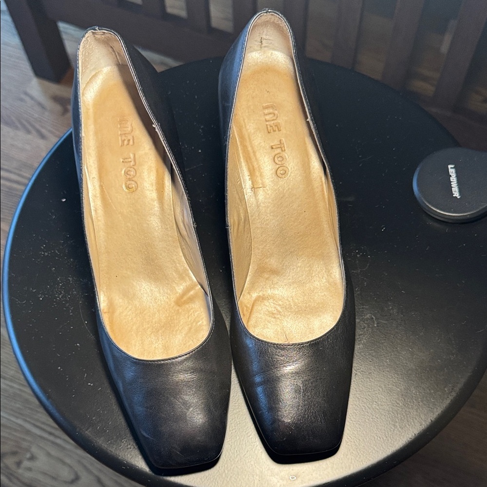 Me Too Black Leather Heels